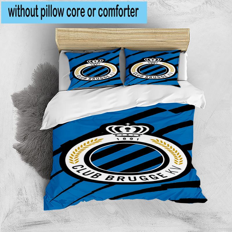 Set Biancheria da Letto con Stemma FC Brugge 3 Pezzi, Include 1 Copripiumino e 2 Federe Perfetto per Camera da Letto, Dormitorio, Regalo di Natale per Fan