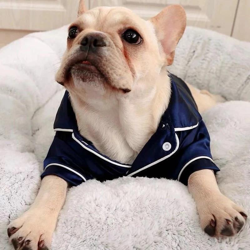 Ropa Bulldog Francés Primavera Verano Abrigo Chaqueta Algodón Ropa Mascota Camisa Seda Pijama Invierno para Perros Pequeños Yorkies Abrigos