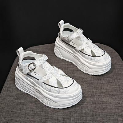 8CM Hoge Kwaliteit Dames Retro Plateau Sandalen Zomer Open Teen Slippers Sandalias Mujer Dames Lichtgewicht Open Teen Strandschoenen