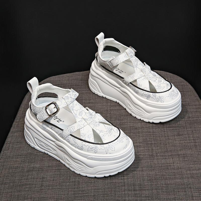 8CM High Quality Women Retro Platform Sandals Summer Open Toe Slippers Sandalias Mujer Ladies Lightweight Open Toe Beach Shoes