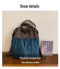 Korean Style Foldable Waterproof Polyester Drawstring Backpack - Large Capacity Shopping Bucket Bag