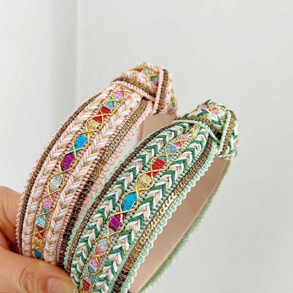PROLY New Fashion Headband For Women Shining Bohemia Hairband For Adult Center Knot Casual Turban Summer Hair Accessories