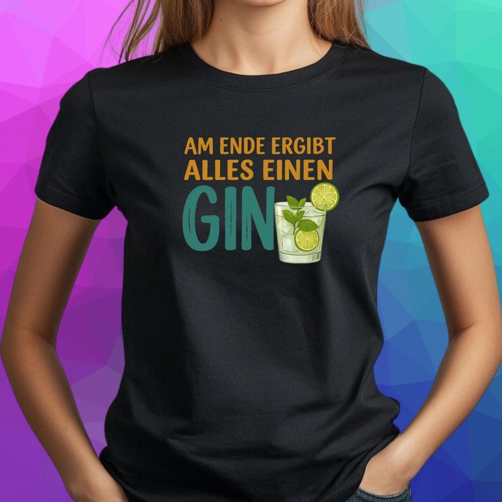 T-Shirt Frauen Gin - GinTonic Alkohol Spruch Motiv Baumwolle Größe S bis 3XLWird in neuem Fenster oder Tab geöffnet