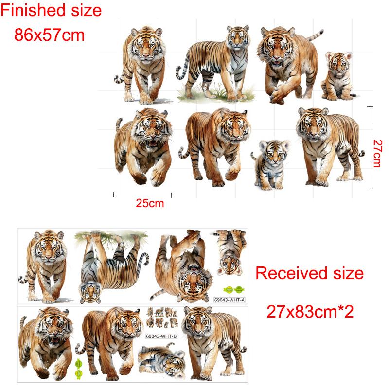 DIY Safari Animal Wall Stickers for Kids Room Decor Tiger Elephant Zebra Tropical Rainforest Savanna Nursery Decals Christmas Gifts