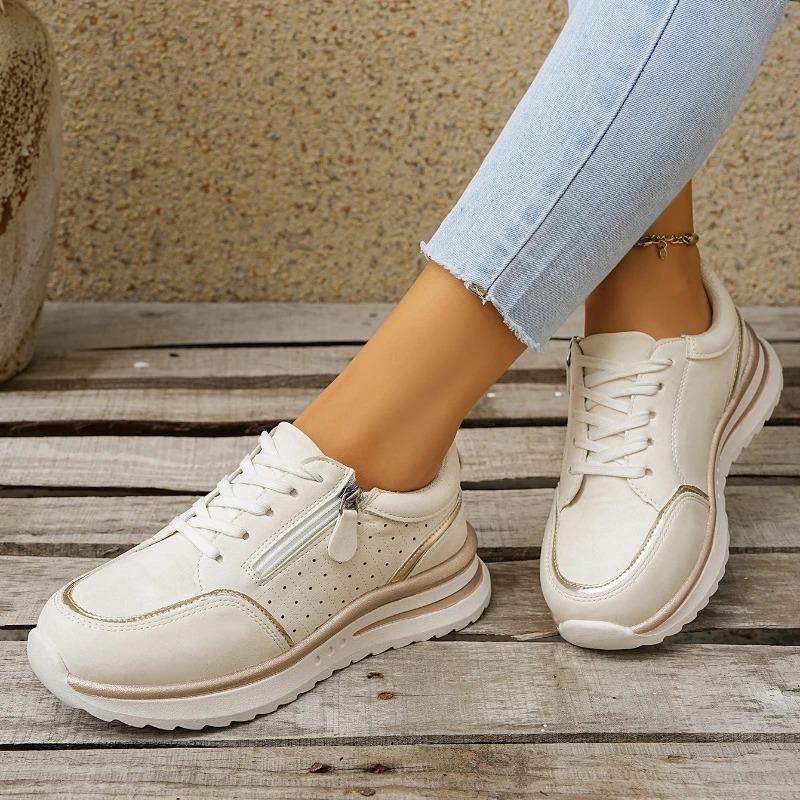 Women's Shoes Lightweight Pu Leather Casual Shoes Classic Lace Up Vulcanized Shoes Fashion Women Sneakers Luxury Tennis Footwear