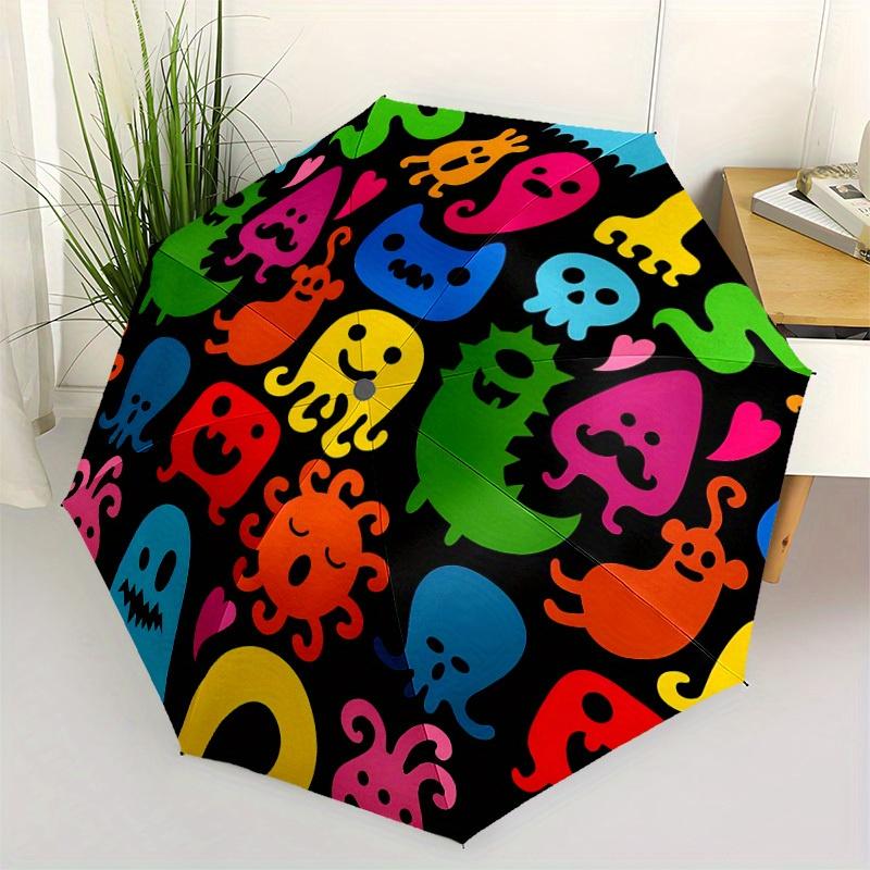 1pc Colorful Creatures Automatic Open/Close Umbrella, Umbrella with Cartoon Design, Portable Compact Umbrella for Men & Women, Good Holiday