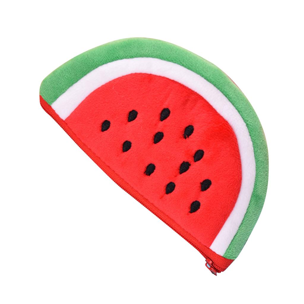 Watermelon Change Pouch Cute Fun Design Soft Plush Mini Purse for Lipsticks Earbuds Charging Cable