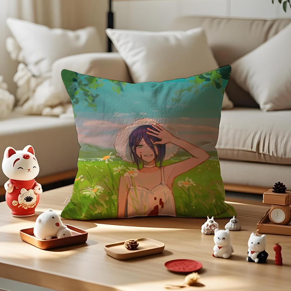 Anime R-Raze Chainsaw Sexy Pillow Case Silky Short Plush with Invisible Zipper Dustproof Sofa Cushion Cover for Home Decor