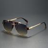 Non-polarized Square Rimless Sunglasses Women Fashion Clear Ocean Gradient Lens Shades Retro Rivets Men Sun Glasses