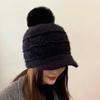 WTEMPO Rabbit Hair Blend Woolen Winter Hats Women All-match Hairball Peaked Caps Windproof Thickened Warm Plush Bomber Hats