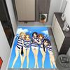 K-on! Group Pose Themed Anti-Slip Rugs - Polyester Home Decor, Suitable for Bedrooms, Living Rooms, Doorways, Studios, and Decorations