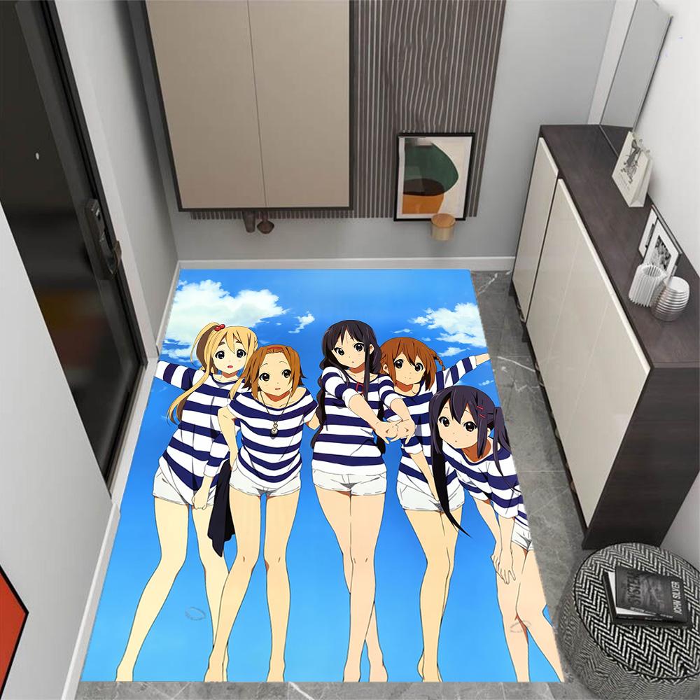 K-on! Group Pose Themed Anti-Slip Rugs - Polyester Home Decor, Suitable for Bedrooms, Living Rooms, Doorways, Studios, and Decorations