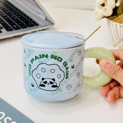Kubek z Pokrywką Łyżeczka Wysoka Wartość Kubek na Wodę Prezent Pamiątka Kubek Mała Panda Kubek Ceramiczny Mały Zestaw w Pudełku Prezentowym
