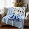 Boba Milk Tea Puppy Text Cartoon Anime Print Flannel Blanket Soft Warm Throw for Kids Bedroom Sofa Christmas Office Car