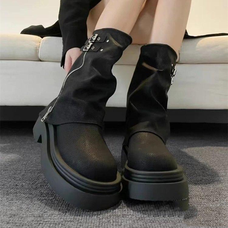 Martin boots short boots new autumn retro thick-soled trouser tube boots 35 чёрный