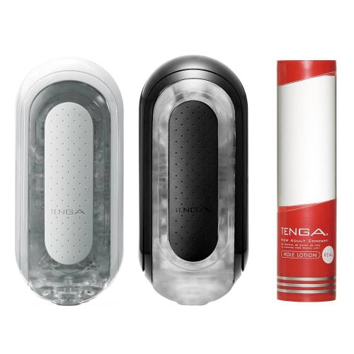 TENGA FLIP 0 (ZERO) WHITE & BLACK TENGA FLIP Zero White Black Set of 2 with whole lotion Repeat type