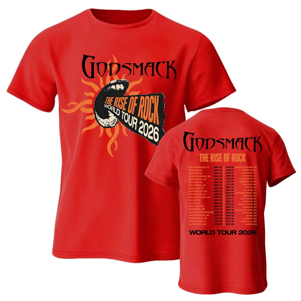 The Rise of Rock World Tour 2026 Tee GODSMACK Design Graphic Merch Short Sleeve Cotton Loose T-shirt Fashion Men Women Tshirts
