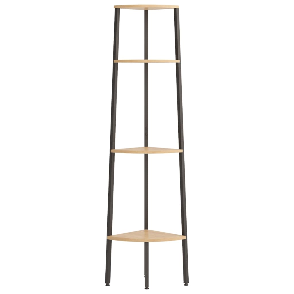 4 Tier Corner Shelf Light Brown and Black 45.5 X 31.5 X 150 Cm