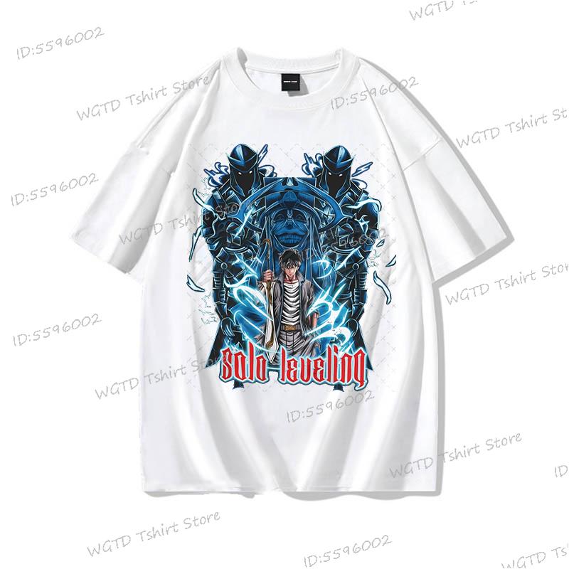 Anime Solo Leveling T Shirt Vintage Sung Jin Woo T-shirts Men Women Cotton Streetwear Short Sleeve Manga Solo Leveling Tops Tees