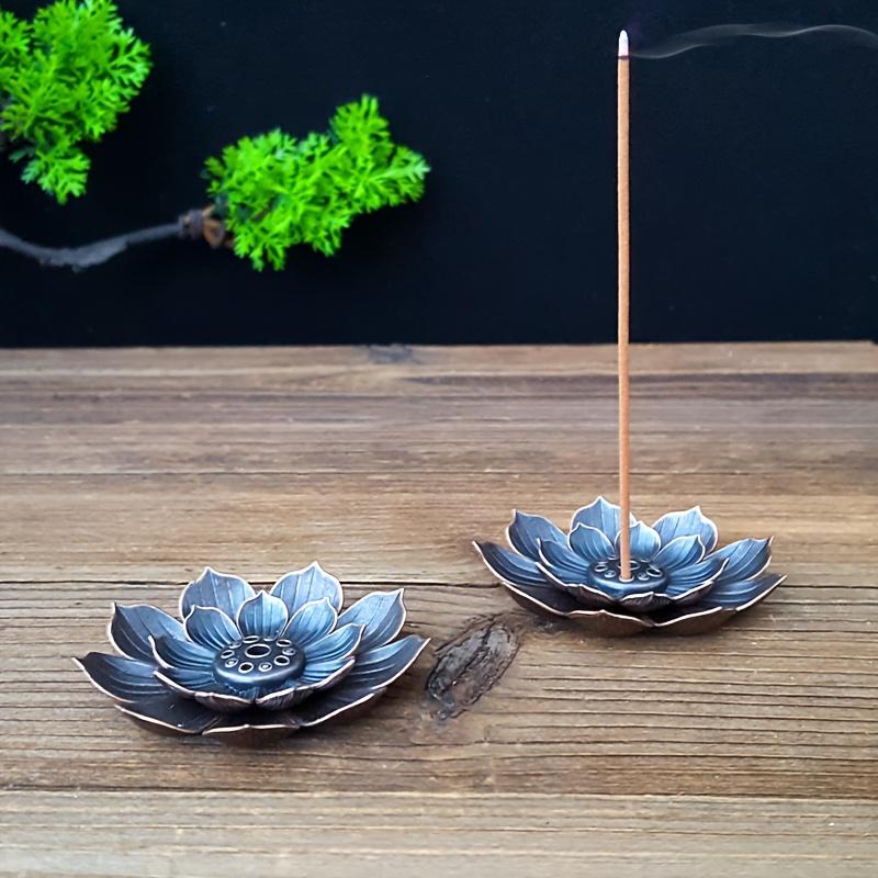 Lotus Incense Holder - Two-Tier for Lotus Flower Design, Sturdy Zinc Alloy Construction, Minimalist Black Finish for Home, Yoga, Meditation, Spa