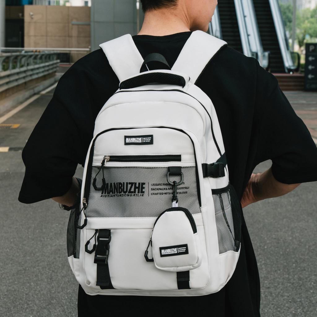 Japanese ins trendy brand net pocket backpack large-capacity travel computer backpack male versatile junior high school student schoolbag