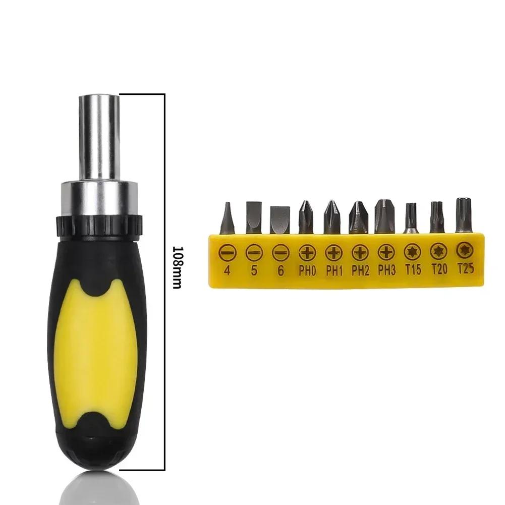 Skralledreiebits Hurtigskralle-nøkkelsett 1/4 tomme Batch-hode Skrutrekkerhåndtak Forlenger Sokkelnøkkel Reparasjonsverktøy