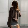 Pull Uni Manches Longues Col Rond Style Décontracté pour Femme