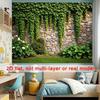 2D Garden Stone Wall with Ivy and Greenery Backdrop Photo Background
