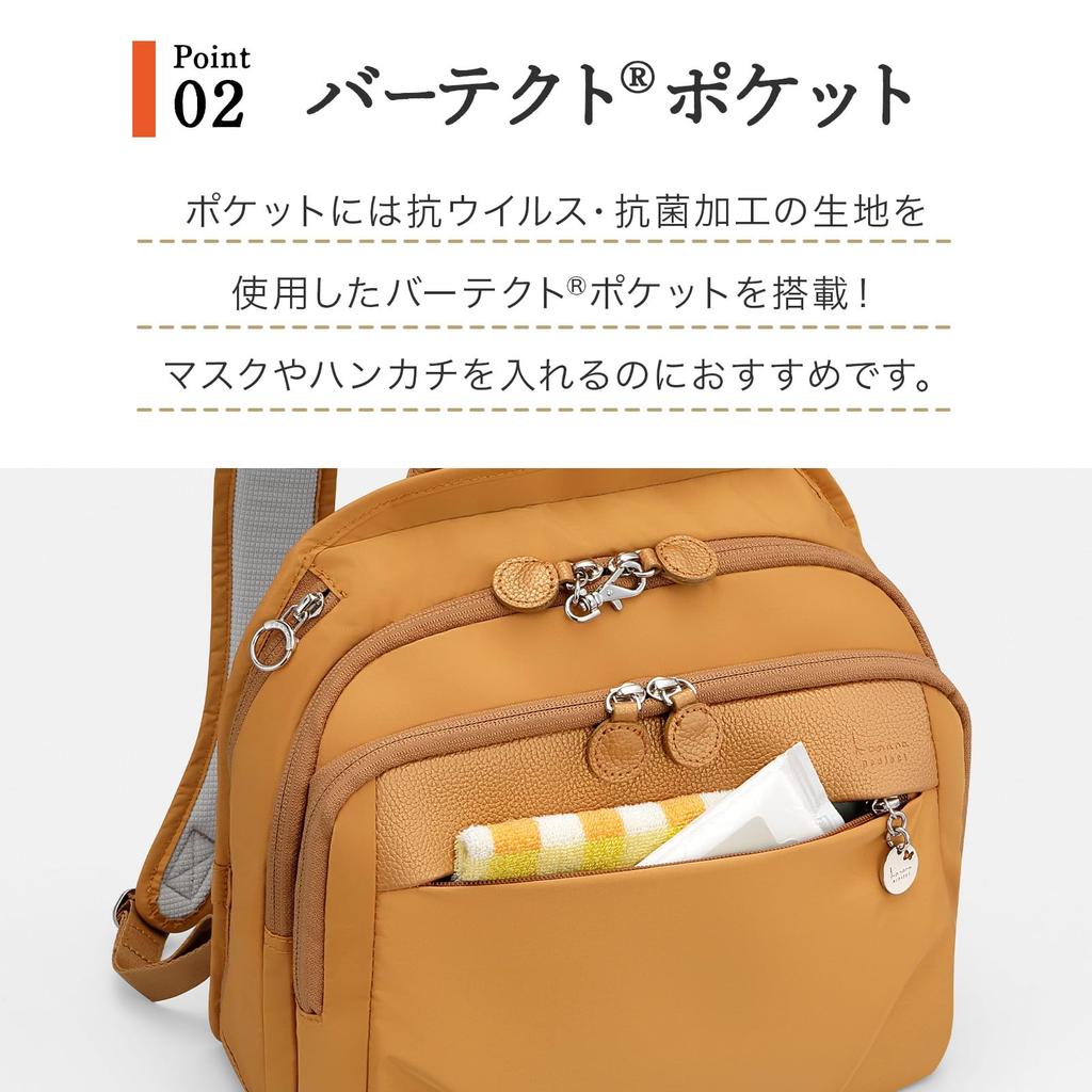 Kanana Project PJ1-4th Backpack with Anti-Virus Pocket, Women's, A4 Size, Multi-Function, No. 67645, Black, H37 x W31 x D11cm