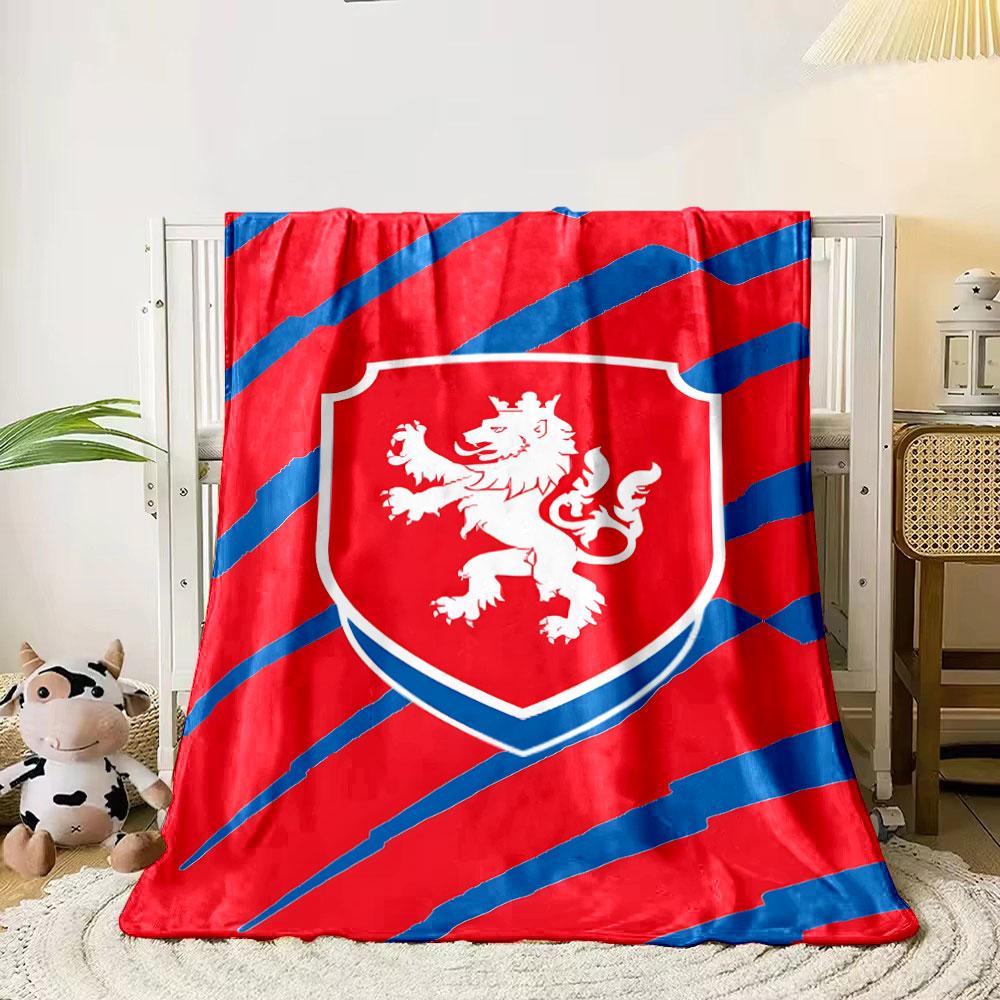 Red Lion Crest on Bold Stripes print blanket soft and cozy perfect for the living room bed sofa or a nap,gift