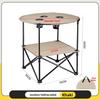 High Carbon Steel Round Folding Camping Table Portable Storage Rack Set for Outdoor Picnic BBQ Strong Load-Bearing Capacity