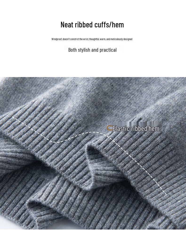 V-neck Half-Zip Multi-Button Cashmere Knit Base Layer for Autumn/Winter