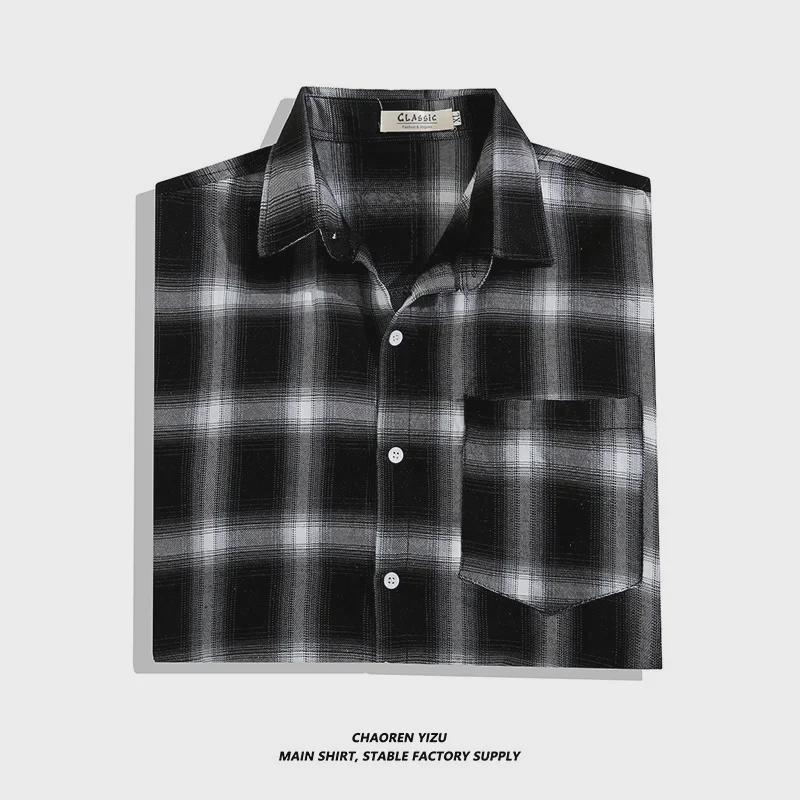 Camicia a quadri a maniche lunghe da uomo: Giacca Stile Coreano Primavera/Autunno 2021 - Trendy e Bello