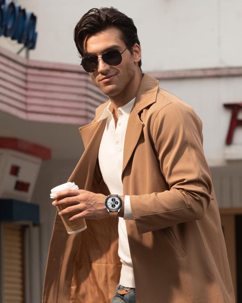 BY BENYAR Chronograph Analog 30M Water Leather Strap Quartz Brown and Perfect Gift for Men Men's Watch, Resistant, Simple, Stylish, Popular, Formal,