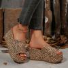 Leopard Print Platform Slide Sandals Women's Thick Sole Open Toe Wedge Heel Slippers for Women Casual Daily Wear Pantuflas Mujer