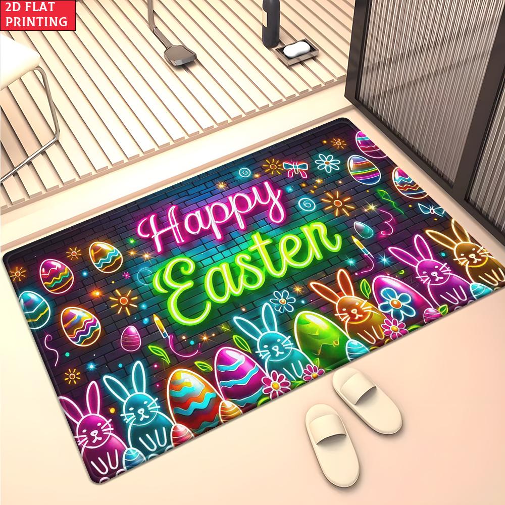 Cute Rabbit Easter Eggs Large Room Carpet Non Slip Cartoon Kids Bedroom Living Room Floor Mat Home Decor Children's Play Carpet