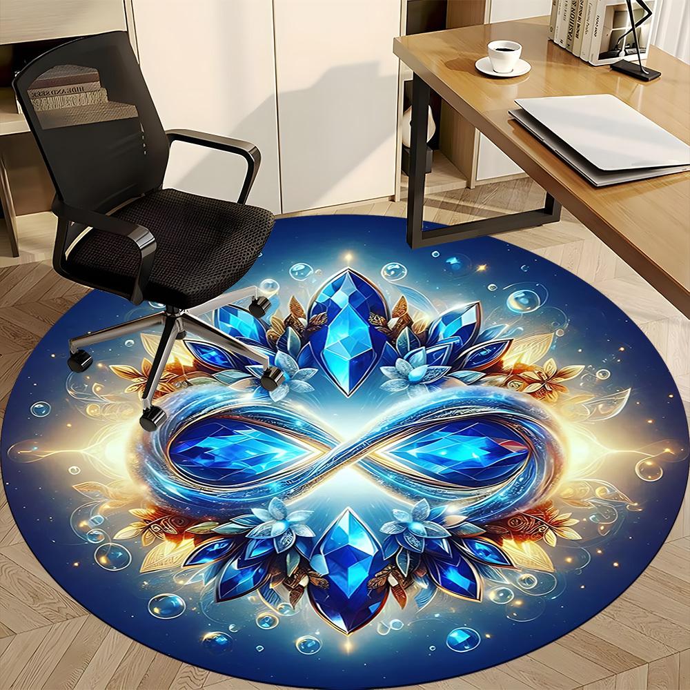 1pc Crystal Infinity Symbol Carpet for Office Non Slip, Round Carpet, Soft & Comfortable, Carpet for Office, Lightweight Round Floor Mat