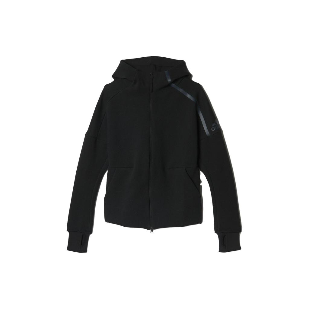 Adidas Solid Color Casual Hooded Long Sleeve Jacket Women Jacket Black S95345