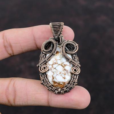 Pendentif Magnésite Cheval Sauvage Pendentif Enveloppé de Fil de Cuivre Bijoux en Cuivre Pendentif Fait Main Bijoux Enveloppés de Fil Pour Cadeau Pendentif en Pierre Précieuse Réelle