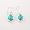 Blue Turquoise Gemstone 925 Stamped Silver Jewelry Handmade Girls Earrings 1.6" EE-163-23