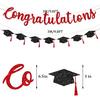 Congratulations Banner Graduation Decorations Class of 2026 Red Glitter Congrats Grad with Tassel Party Decor College High School Favors Black