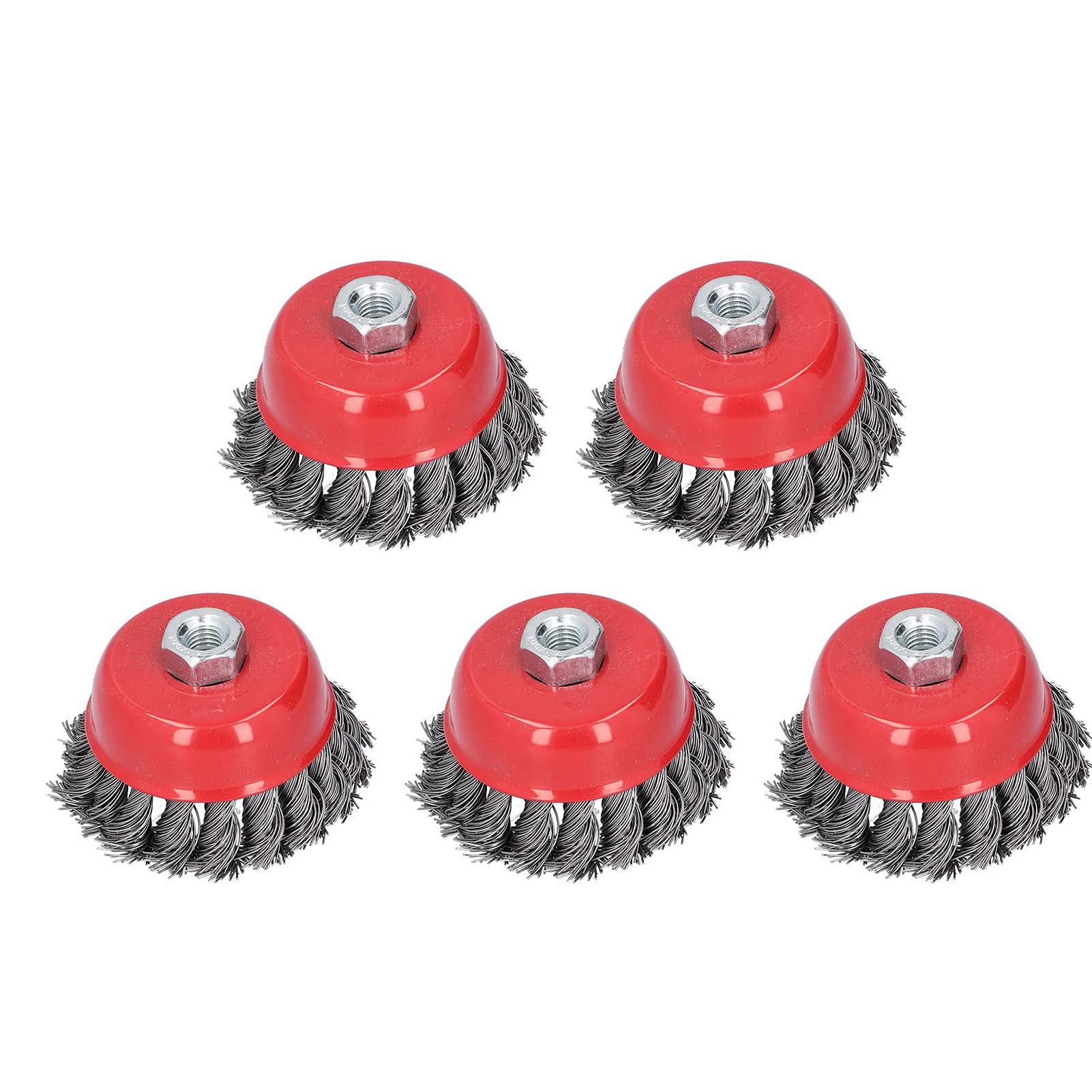 

5 Pieces 3 Inch Wire Wheel Brush M10 Thread Steel Bowl Type Strong Arm Cup Brush Grinder Accessory Twist Cup Brush Hexagonal Shaft Deburring Wheel