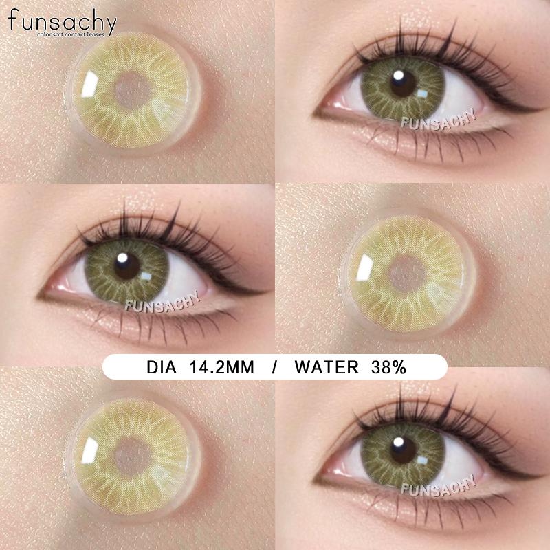 

FUNSACHY 1 пара коричневых цветных линз для глаз Высококачественные контактные линзы для глаз Красота зрачка Годовые Серые Зеленые контактные линзы Годовые