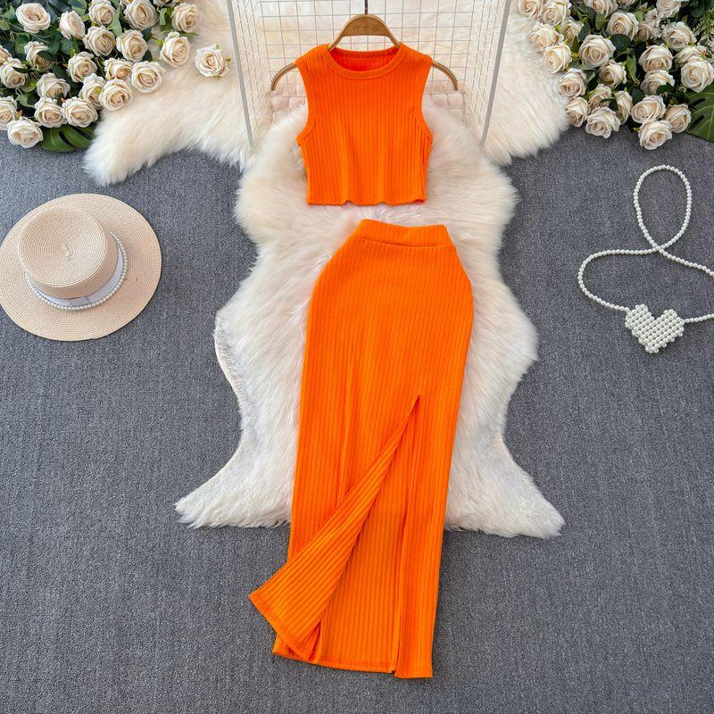 Elegant Socialite Sleeveless Split Sheath Fashion Suit
