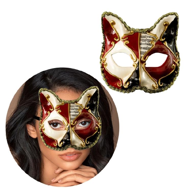 Anspruchsvolle venezianische Katzenmaske für Maskeraden, Mardi Gras, Vintage-Halbmaske für Erwachsene und Partybegeisterte