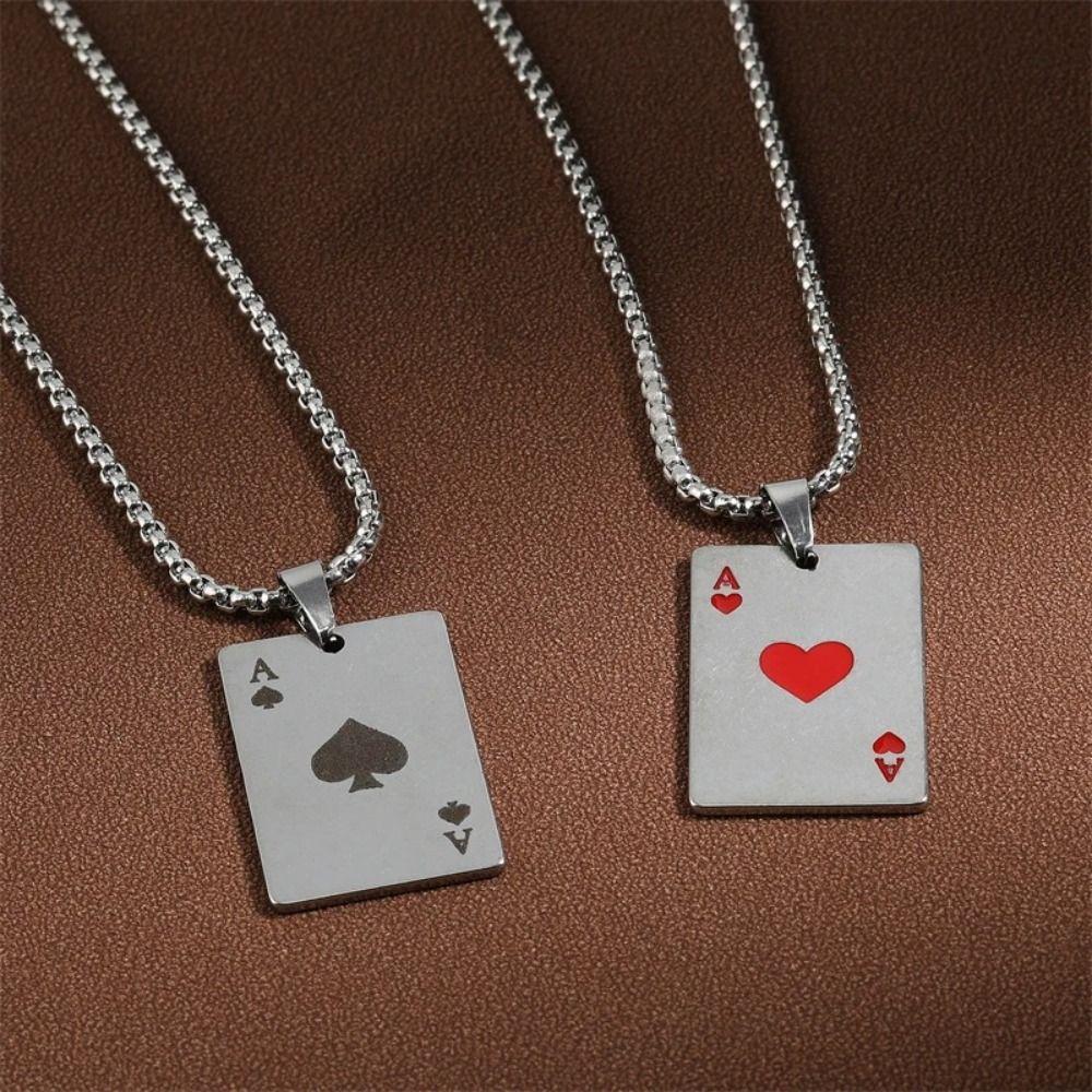 Pro ženy a muže, pokerové karty, eso pikové, náhrdelník z nerezové oceli, hrací karty, šperky
