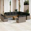 VidaXL Garden Lounge Set with Cushions 14 Pcs Grey Braided Resin 3224380