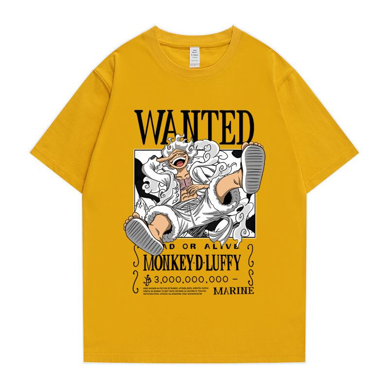 Japanese ONE PIECE Nika Luffy Anime Peripheral Short Sleeve Tops Male Autumn Teen Student Crew Neck T-Shirt Graphic T Shirts