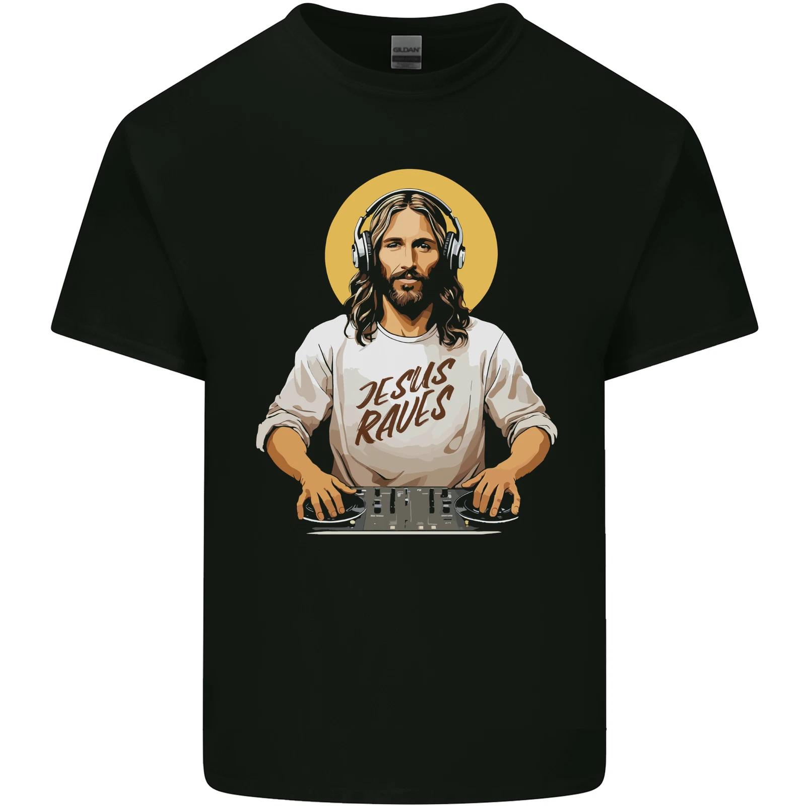 

Jesus Raves Funny DJ Music Decks Christian Kids T-Shirt Childrens L