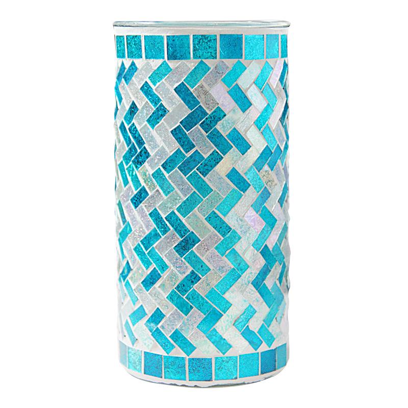 

Handmade Mediterranean Blue Mosaic Glass Vase for Home Decor